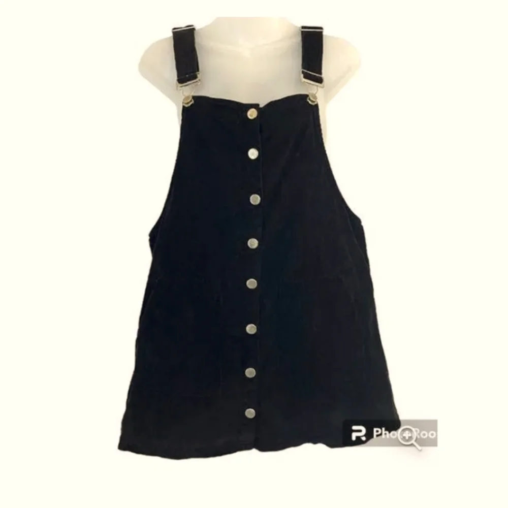 Harper heritage black corduroy overall mini dress small *D2 - Picture 2 of 9